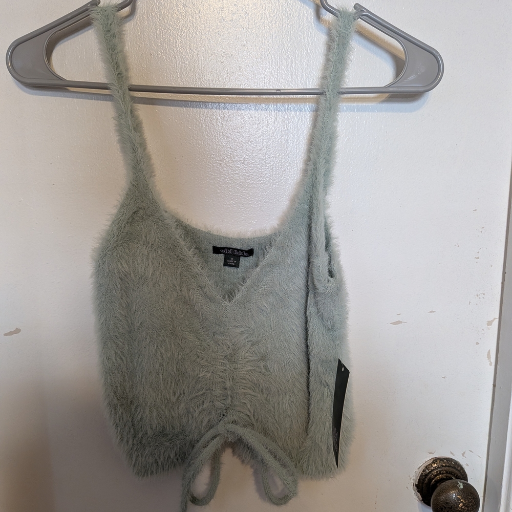 Wild Fable Fuzzy Knit Crop Top - Soft Green